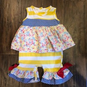 Ricrac & Ruffles Romper 0/3M EUC